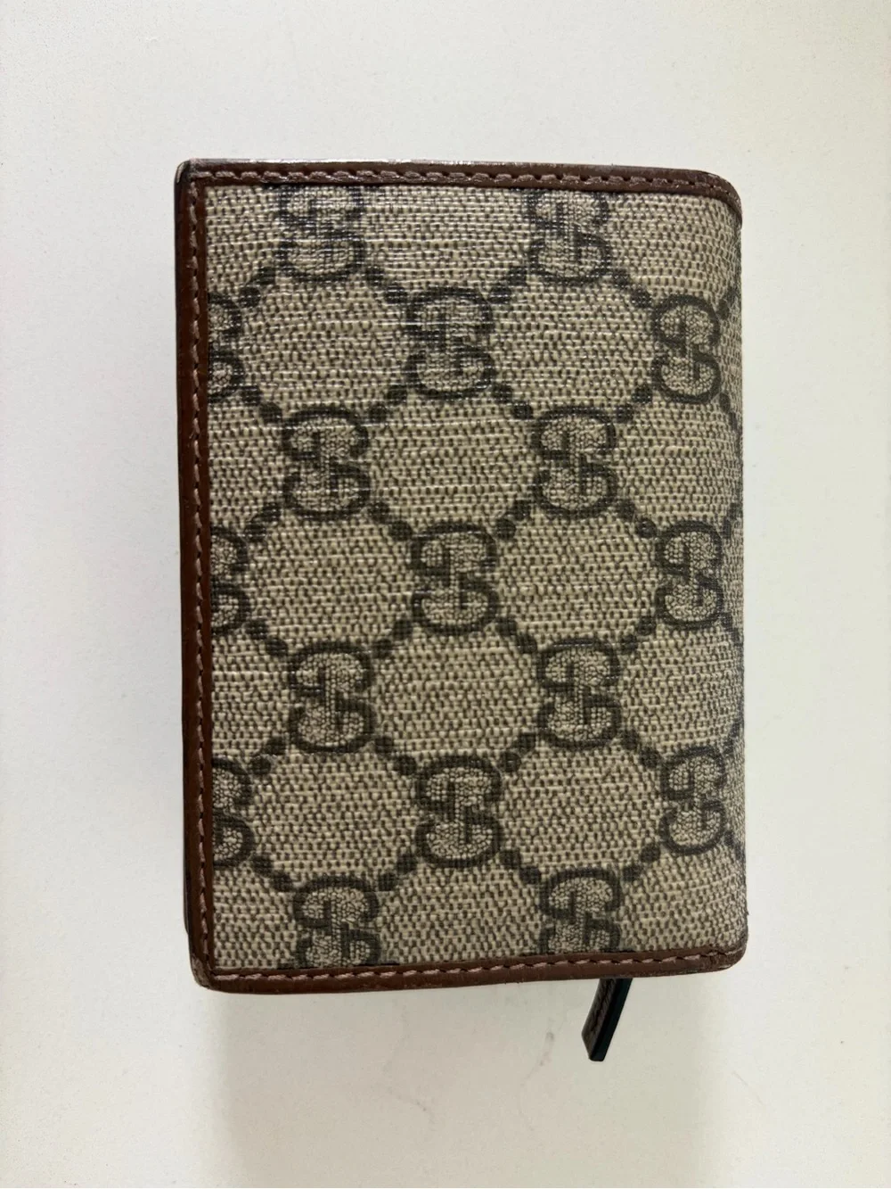 Gucci Beige GG Supreme Canvas Wallet with Brown Leather and Gold Horsebit - Picture 4 of 6